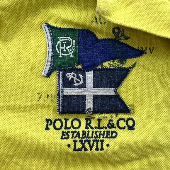 Polo Ralph Lauren Mens Polo Shirt Medium Nautical Short Sleeve LXVII Custom Fit - Picture 6 of 9